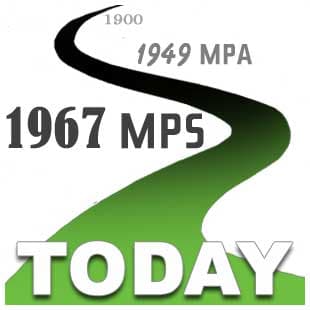 MPS history graphic marking 1900, 1949, 1967 and the present day